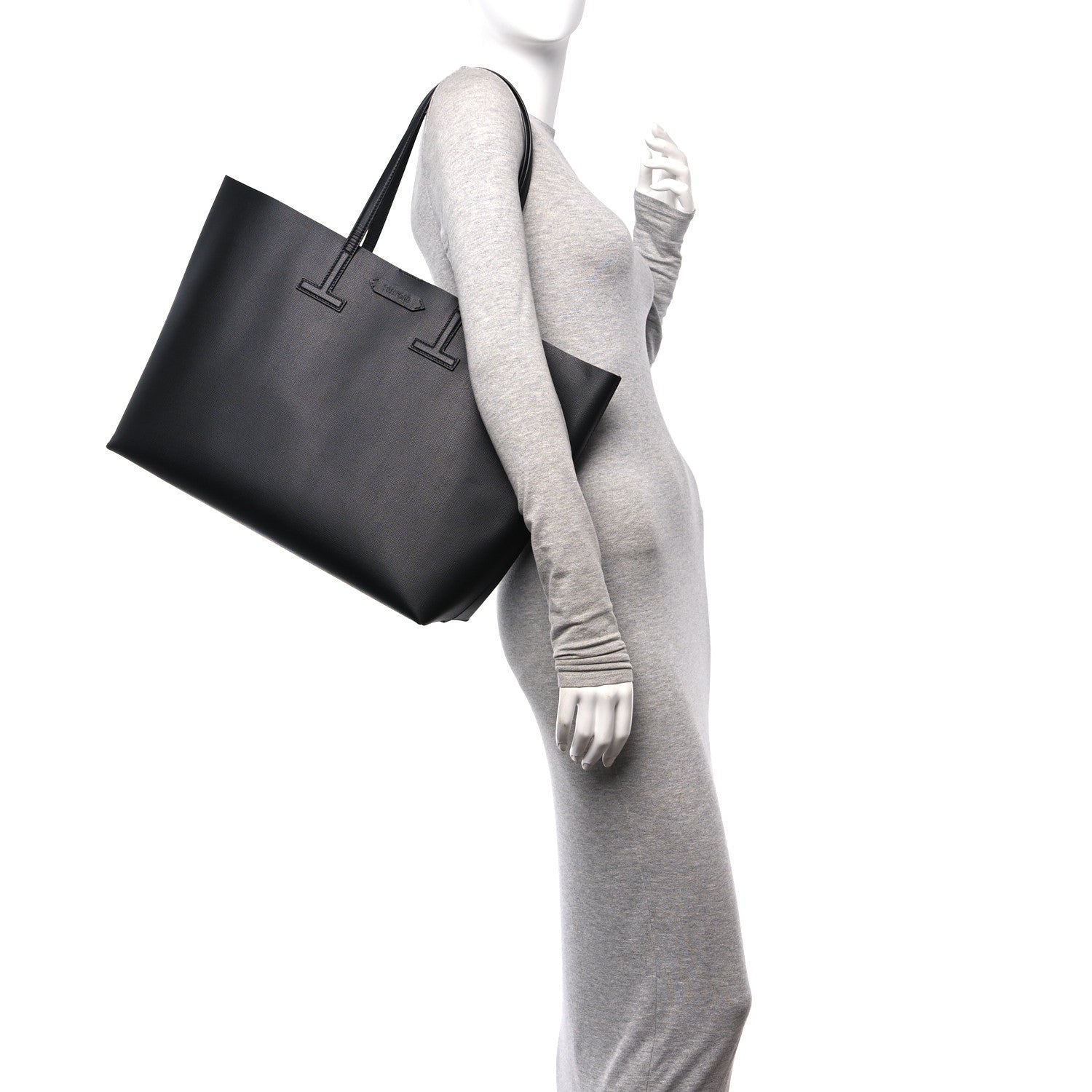 Tom Ford Saffiano Large T Tote Black 2 of 9