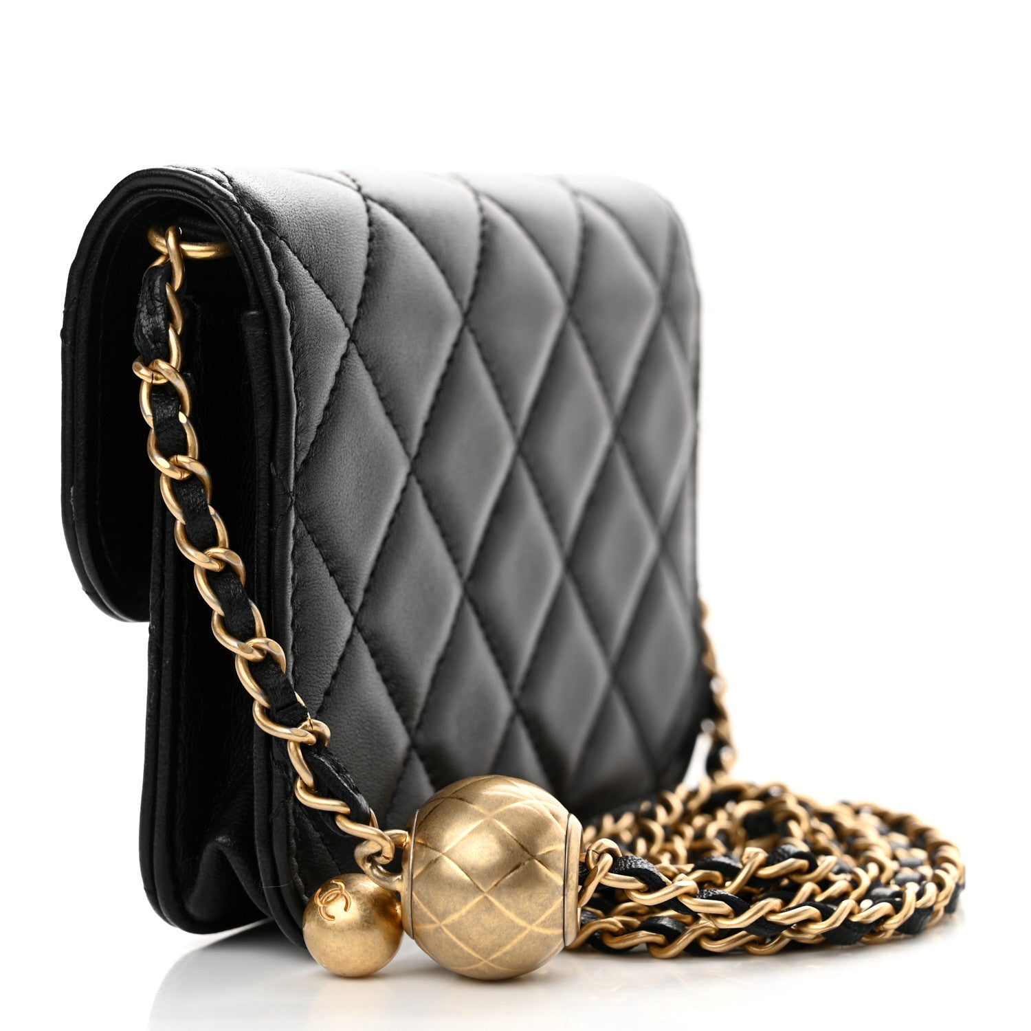 Chanel Lambskin Quilted Pearl Crush Clutch With Chain Black 3 of 15