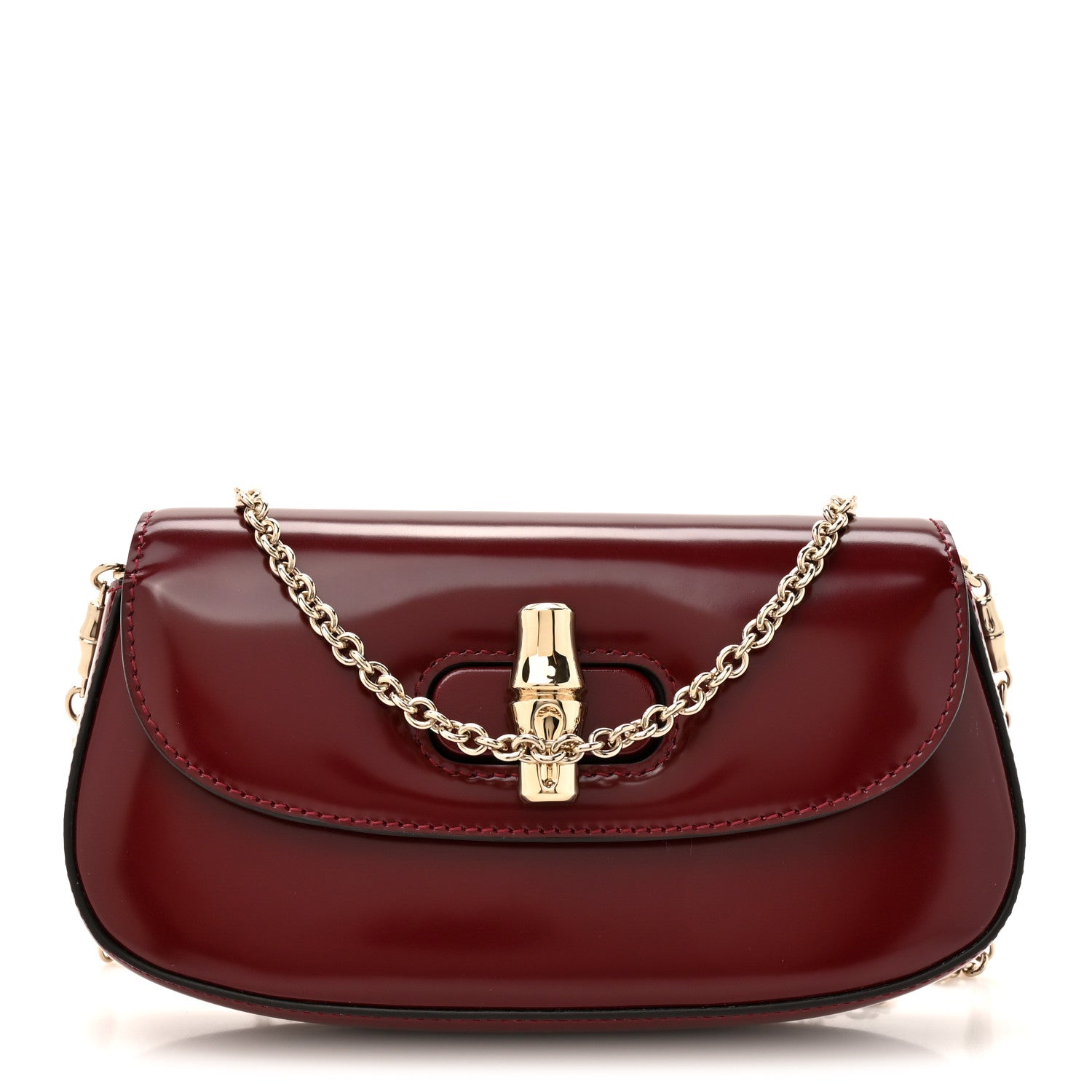 Gucci Shiny Calfskin Small Bamboo Night Bag Rosso Ancora 1 of 12