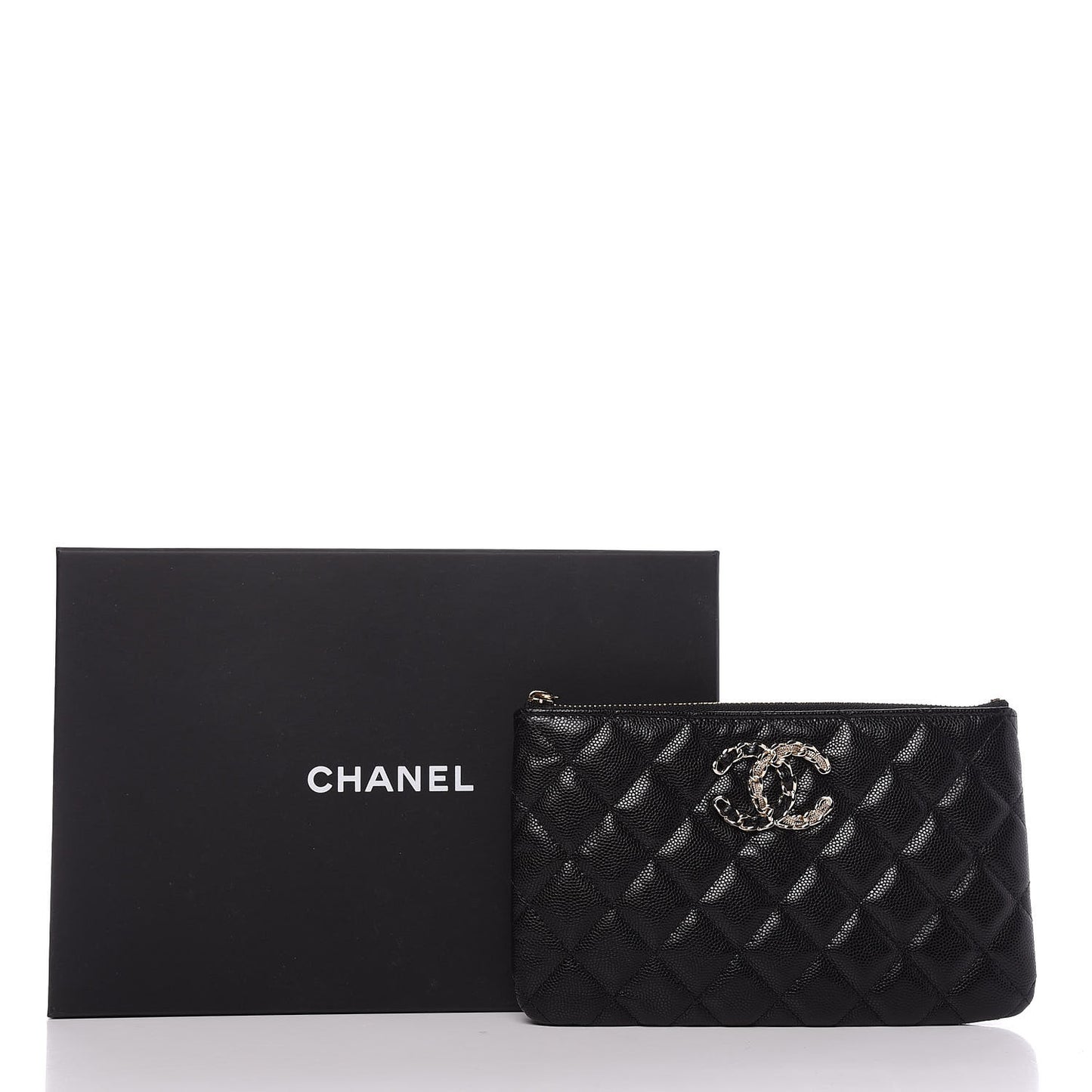 Caviar Quilted Small French New Wave CC Pouch Black