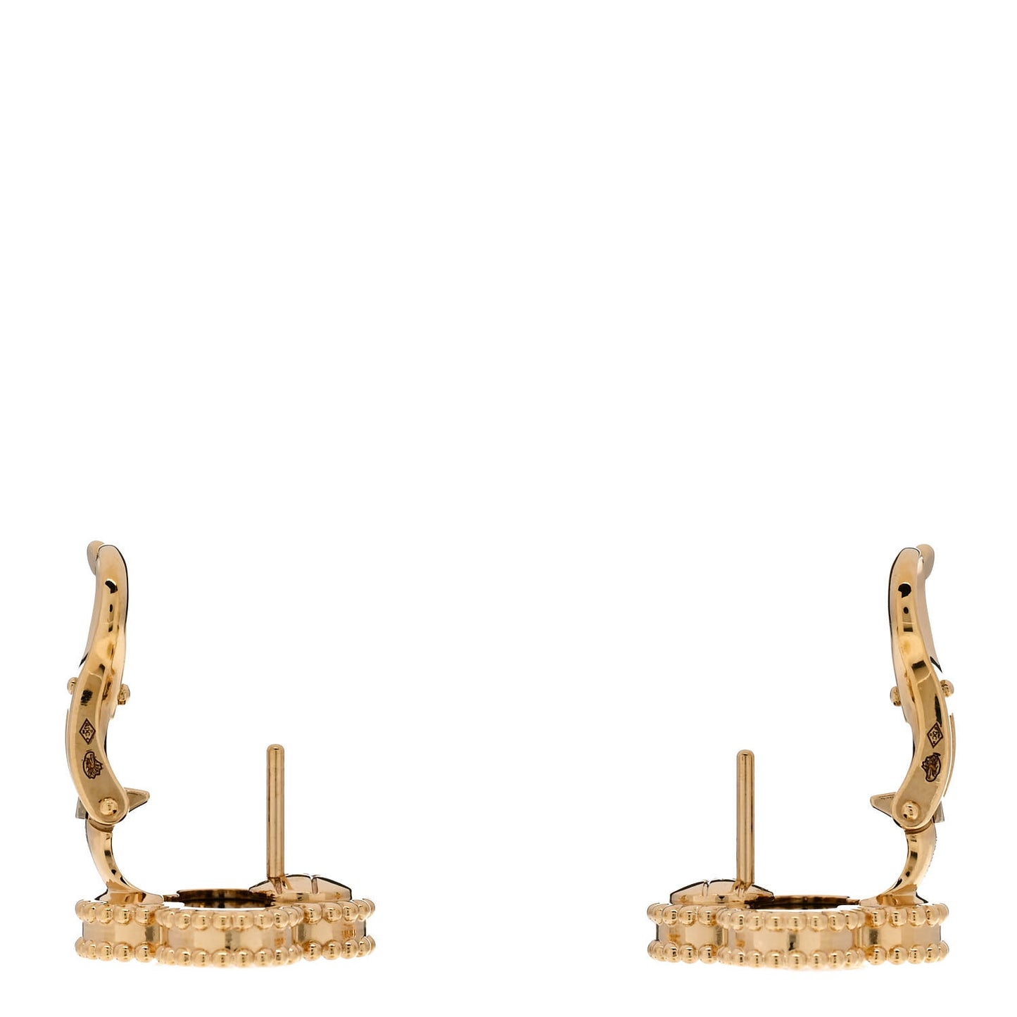 VAN CLEEF & ARPELS 18K Yellow Gold Black Onyx Vintage Alhambra Earrings