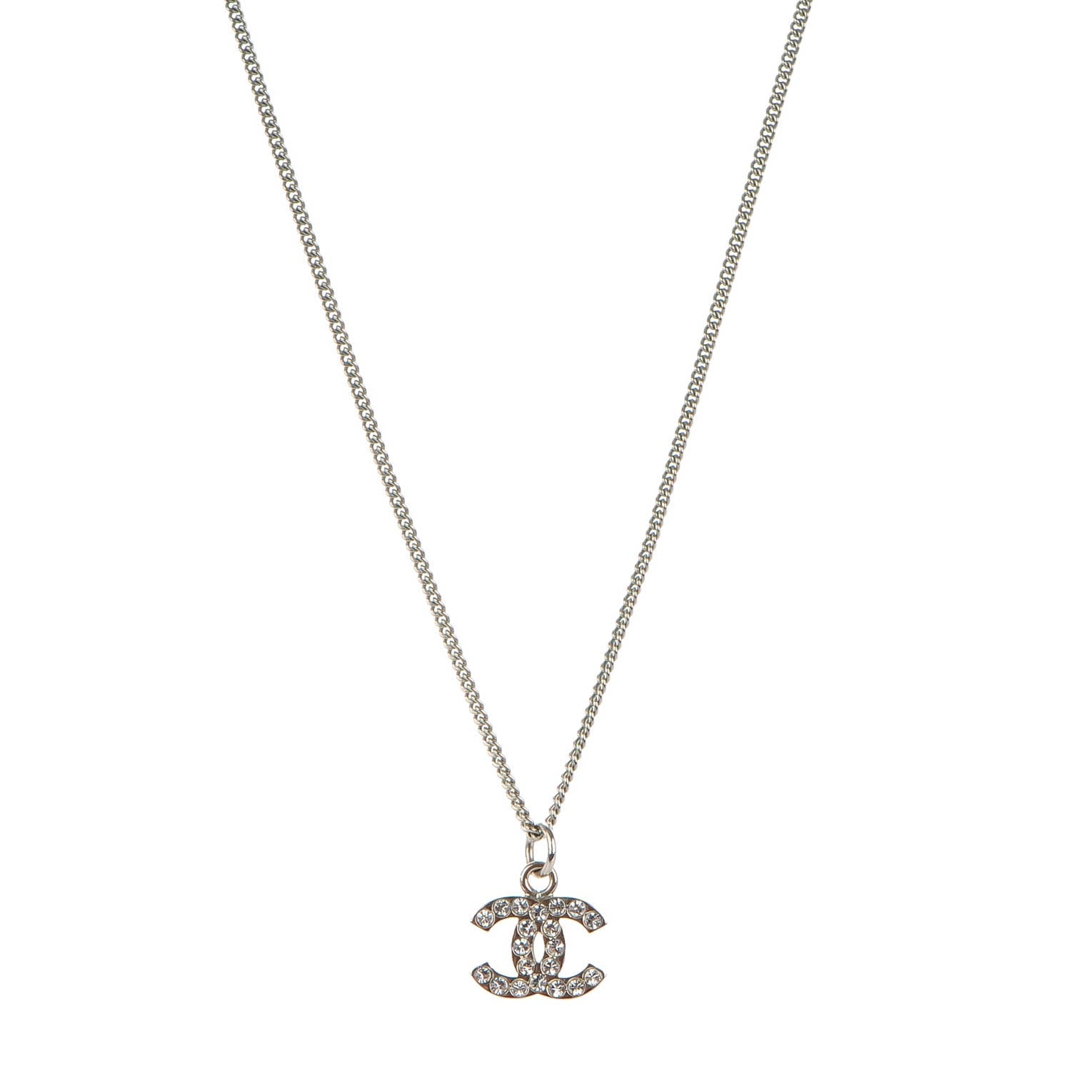 Chanel Crystal Timeless CC Necklace Silver 1 of 4