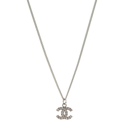 Chanel Crystal Timeless CC Necklace Silver 1 of 4