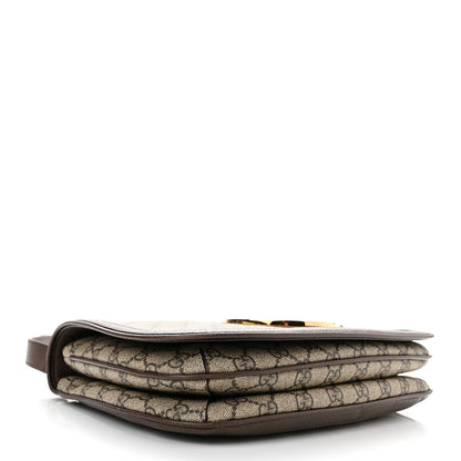 Gucci GG Supreme Monogram Textured Dollar Calfskin Web Medium Blondie Shoulder Flap Bag Beige Ebony New Acero 4 of 10