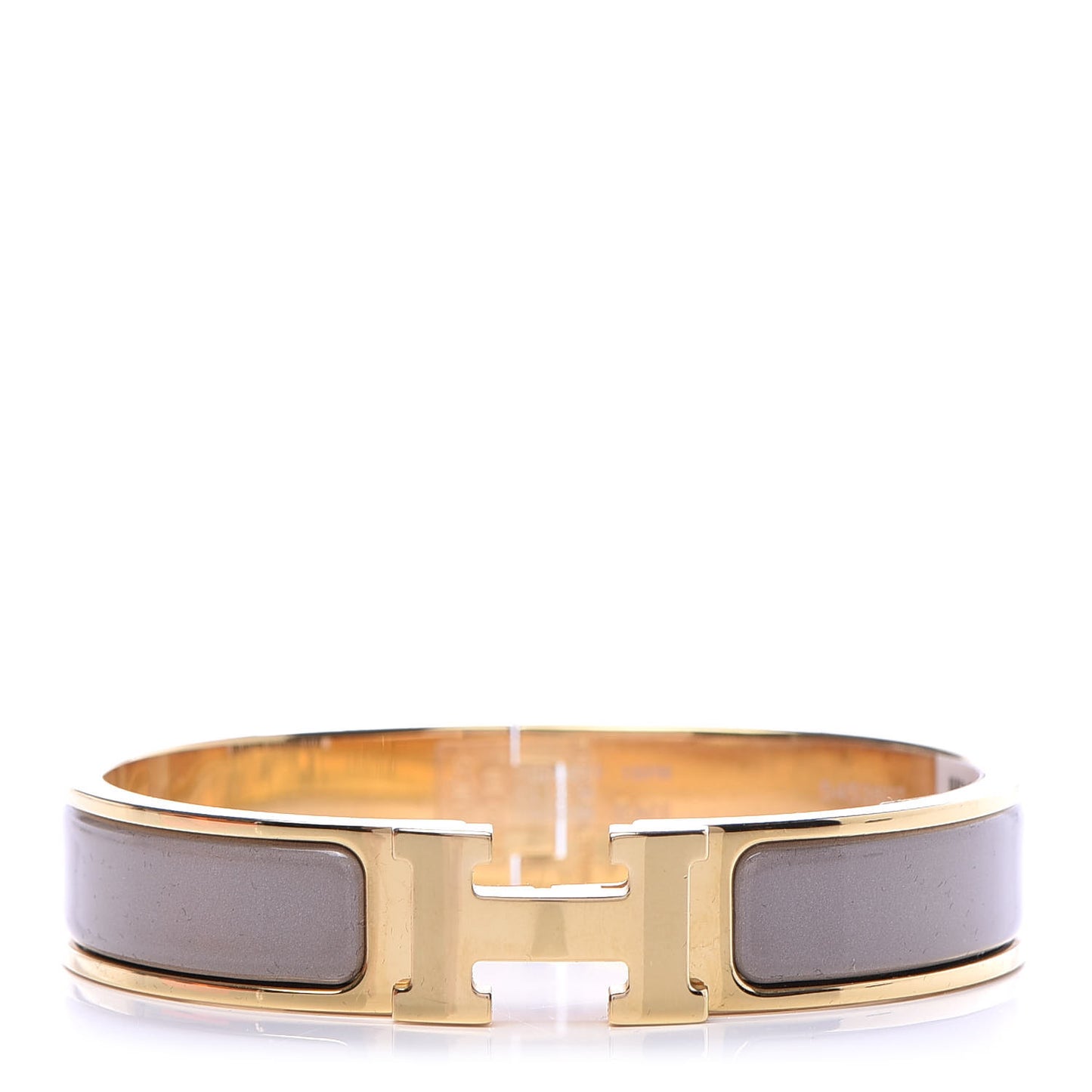 Enamel Narrow Clic Clac H Bracelet PM Marron Glace