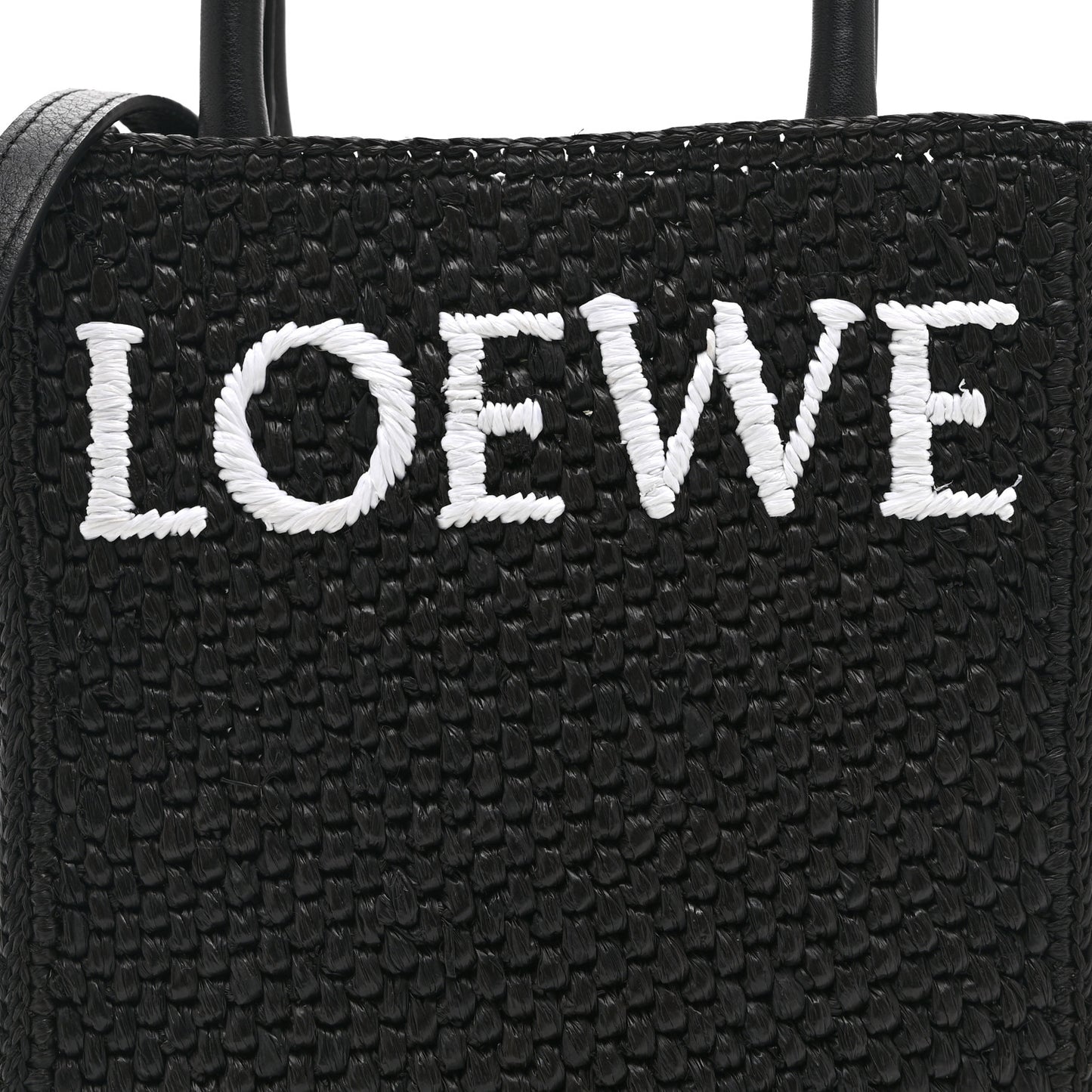 Raffia Calfskin Standard A5 Tote Bag Black White