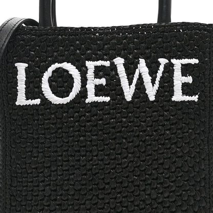 Loewe Raffia Calfskin Standard A5 Tote Bag Black White 7 of 9
