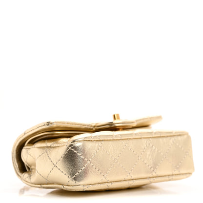 Chanel Metallic Calfskin Quilted Mini Flap Bag Charm With Hook Gold 9 of 11