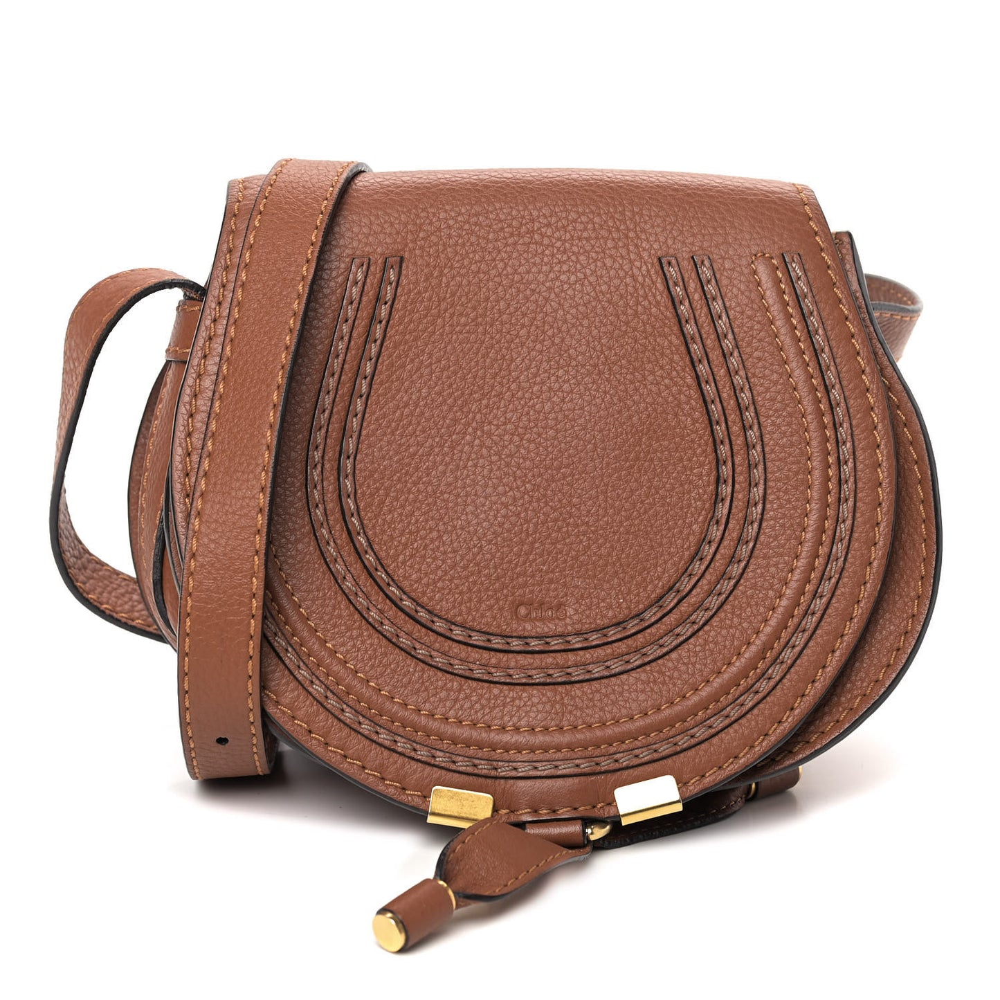 Calfskin Mini Marcie Round Crossbody Bag Tan