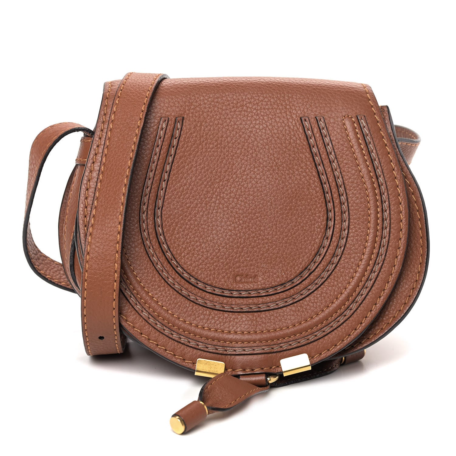 Chloe Calfskin Mini Marcie Round Crossbody Bag Tan 1 of 9