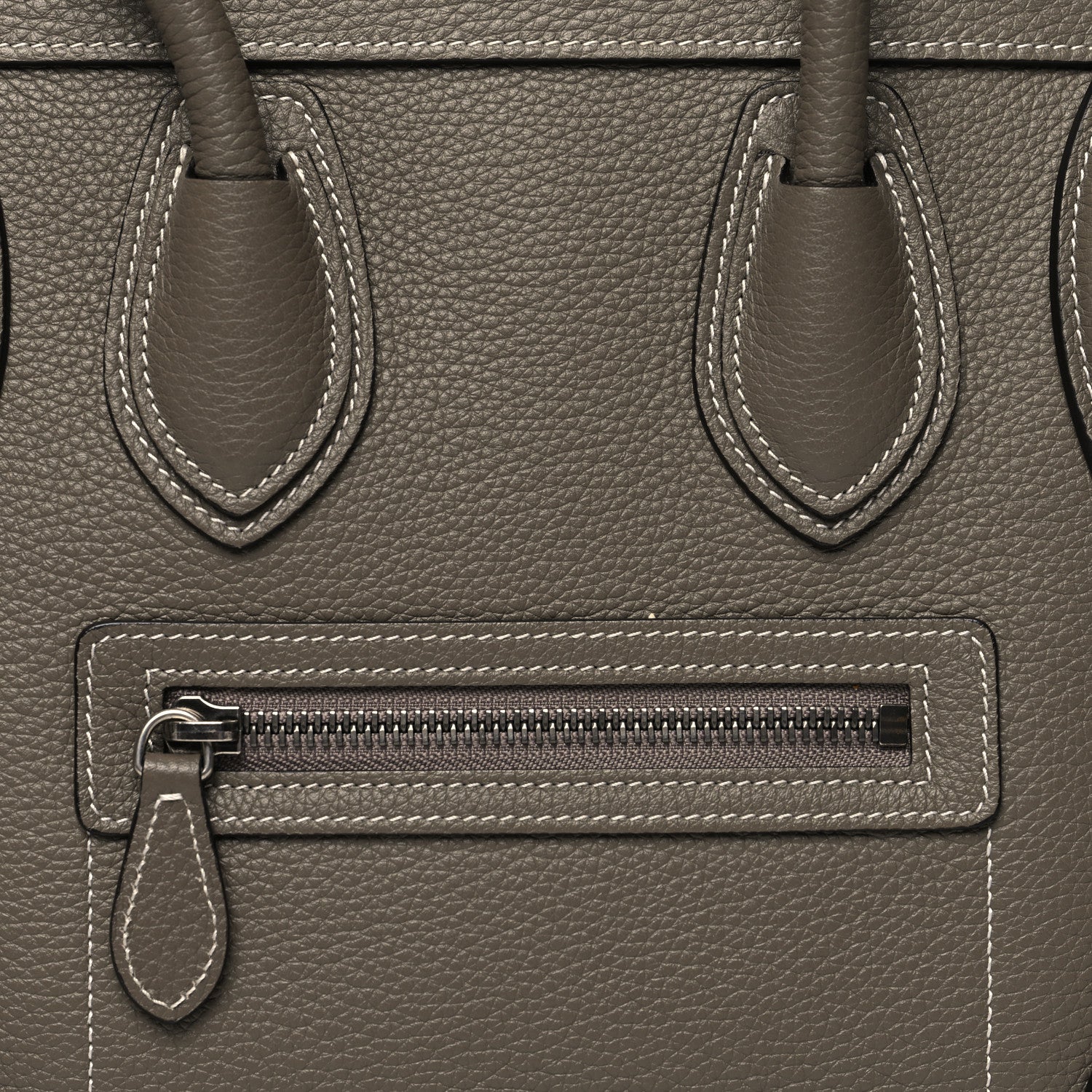 Celine Drummed Calfskin Micro Luggage Souris 7 of 11