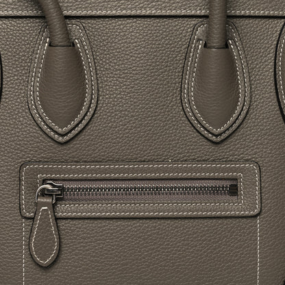 Celine Drummed Calfskin Micro Luggage Souris 7 of 11