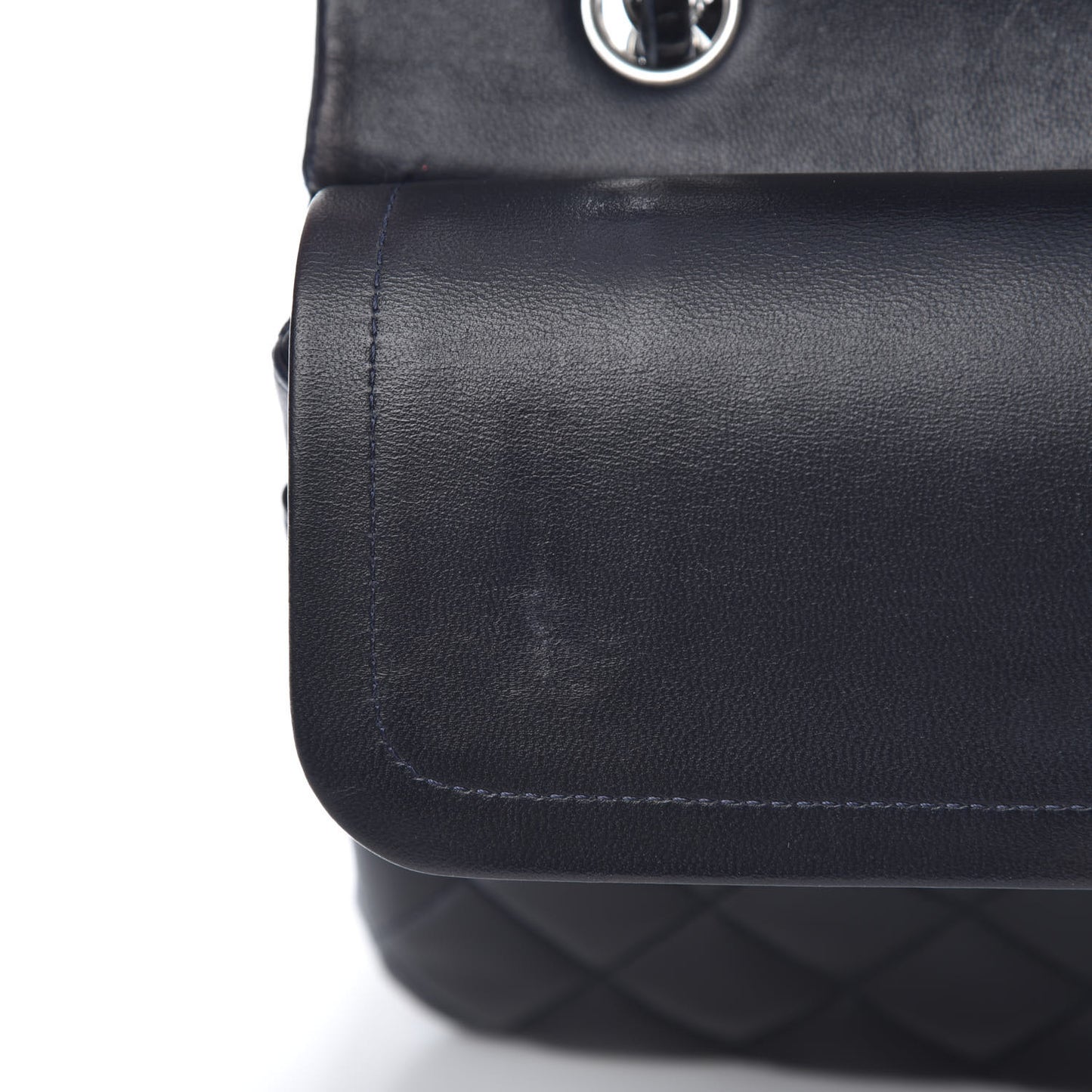 Lambskin Quilted Medium Double Flap Navy