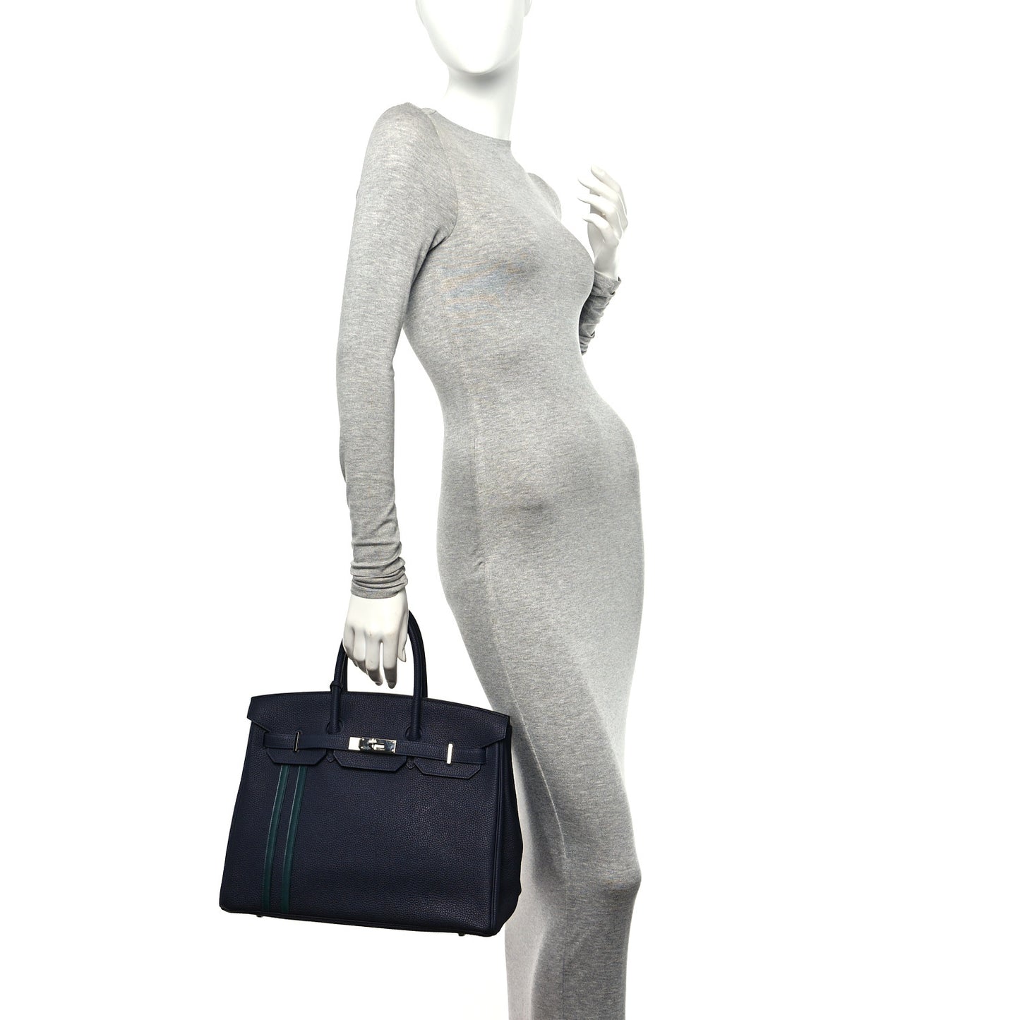 Togo Swift Officier Birkin 35 Bleu Nuit Vert Cypress