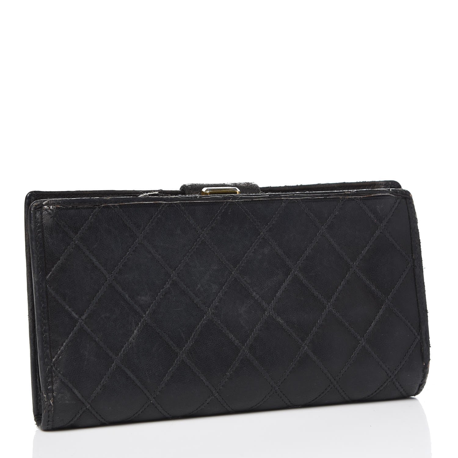 Chanel Lambskin Diamond Stitched French Wallet Black 3 of 22