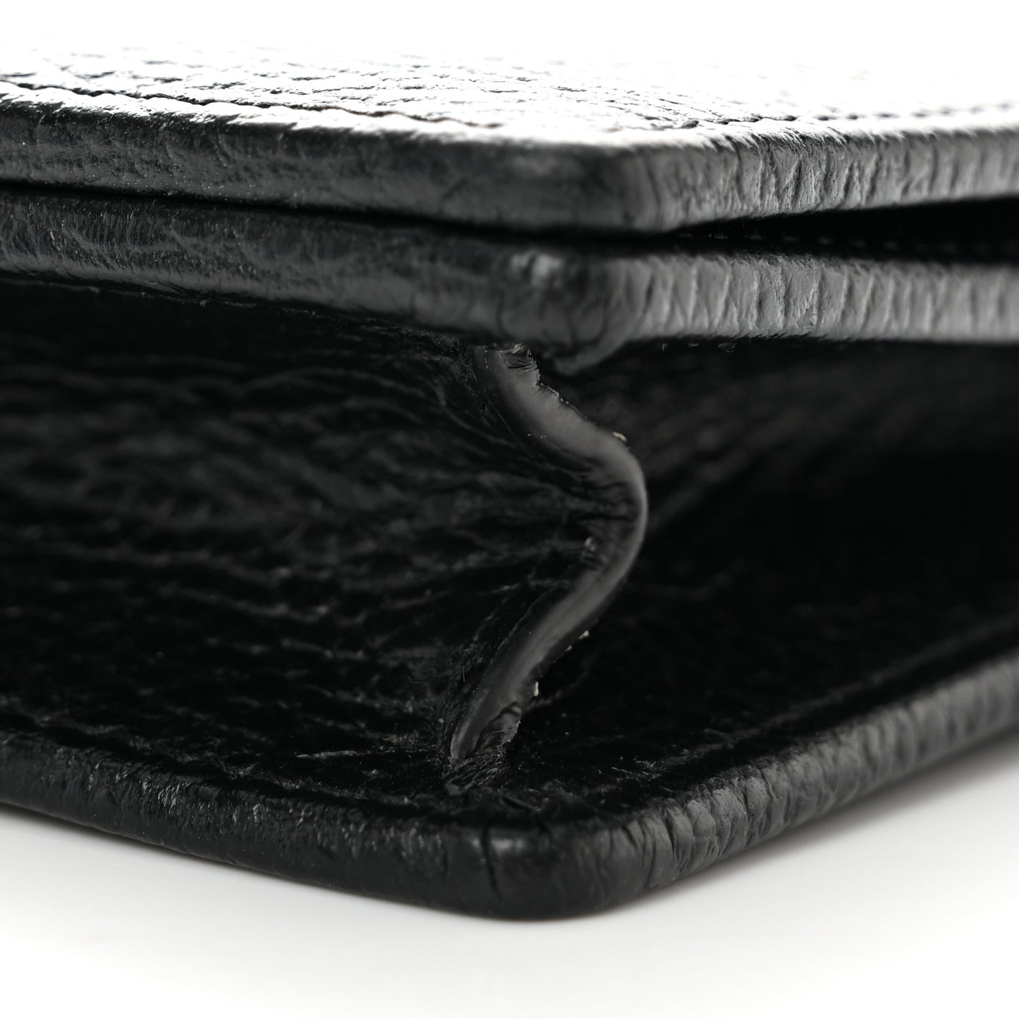 Dollar Calfskin Enamel Monochrome Mini GG Marmont Chain Wallet Black