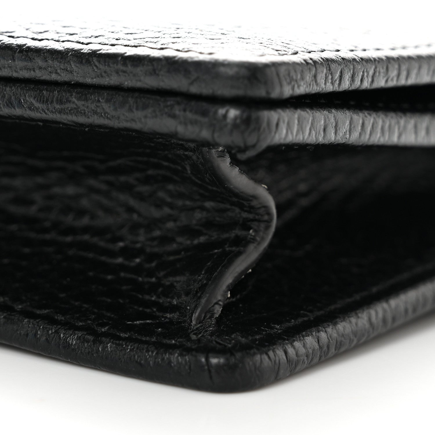 Gucci Dollar Calfskin Enamel Monochrome Mini GG Marmont Chain Wallet Black 10 of 11