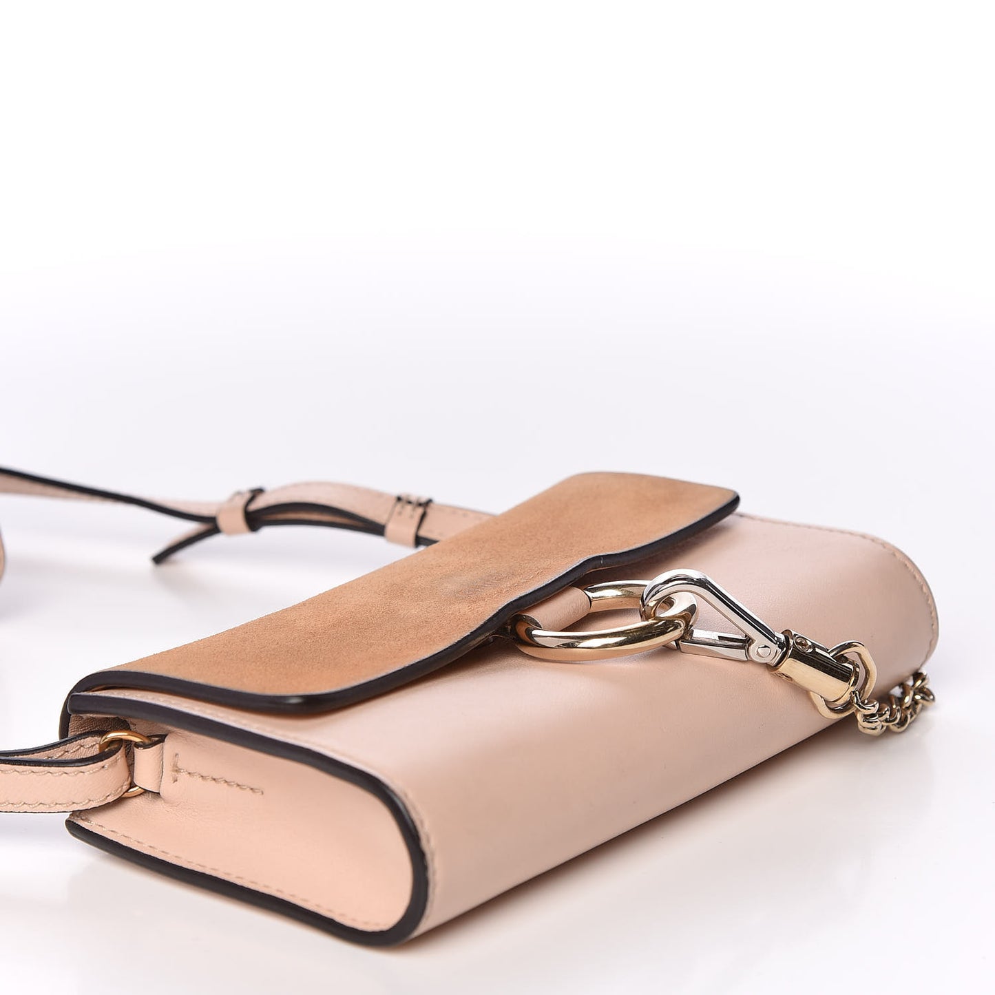 Suede Calfskin Mini Faye Shoulder Bag Cement Pink