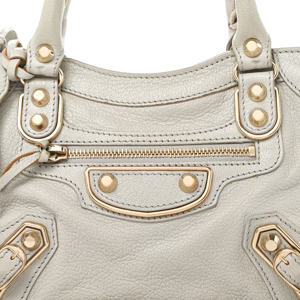 Balenciaga Chevre Gold Metallic Edge Hardware Mini City Gris Clair Gris Perle 9 of 11