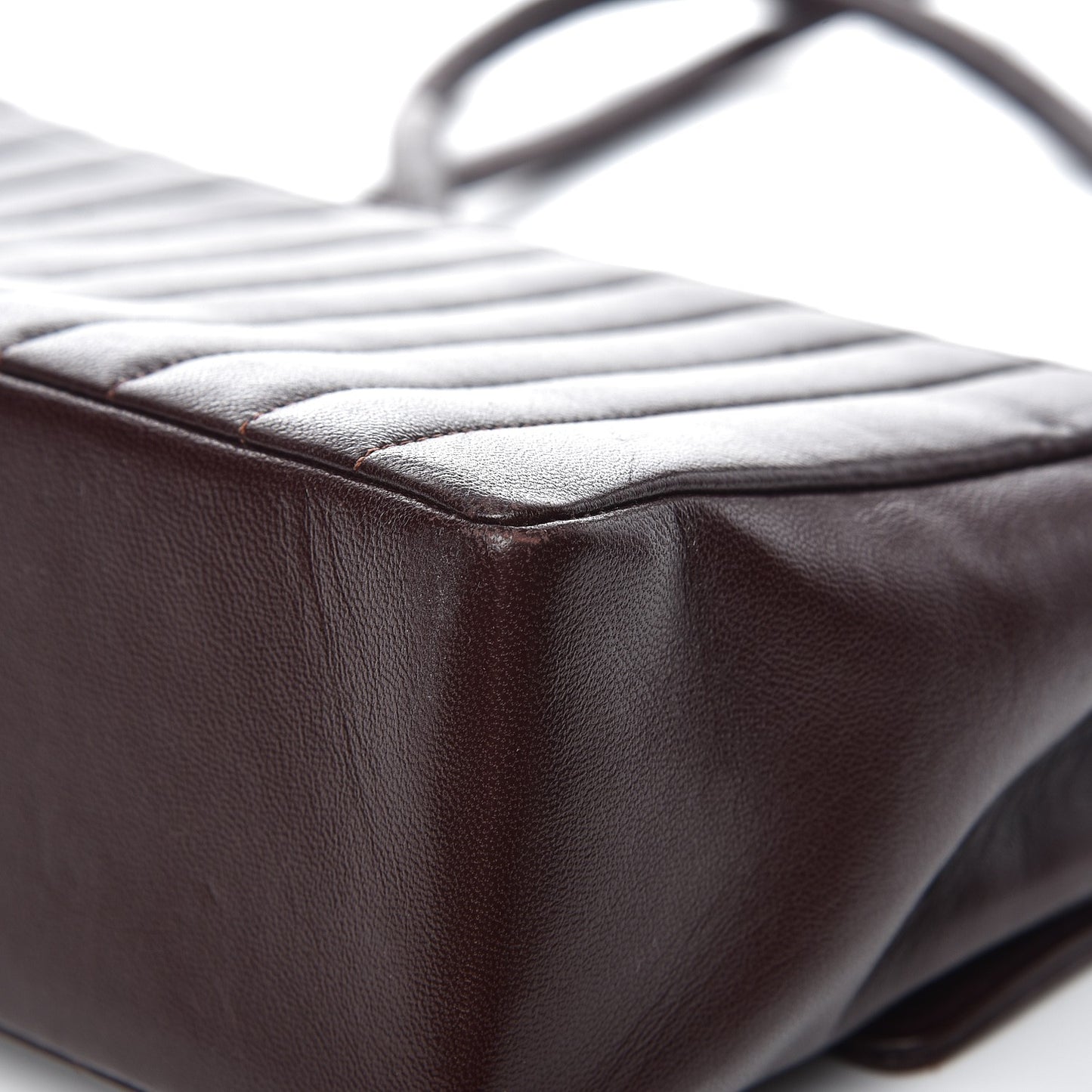 Lambskin Vertical Quilt Medium Flap Brown