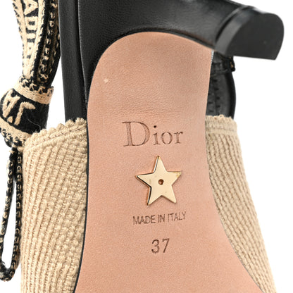 Christian Dior Natural Canvas Ribbon Embroidered J'Adior Slingback 65mm Pumps 37 Black Cream 6 of 9