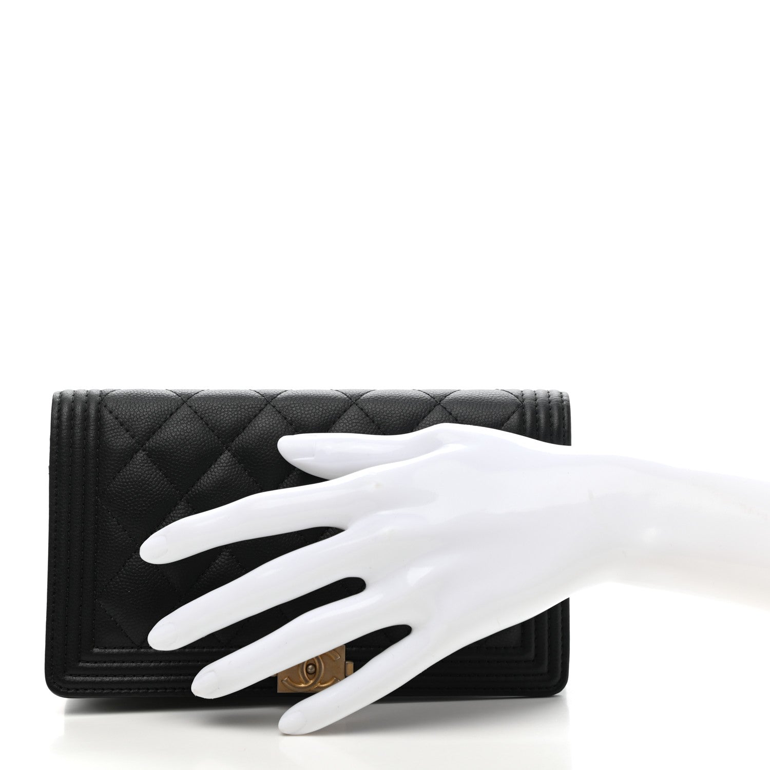 Chanel Caviar Quilted Boy Yen Wallet Black 2 of 9