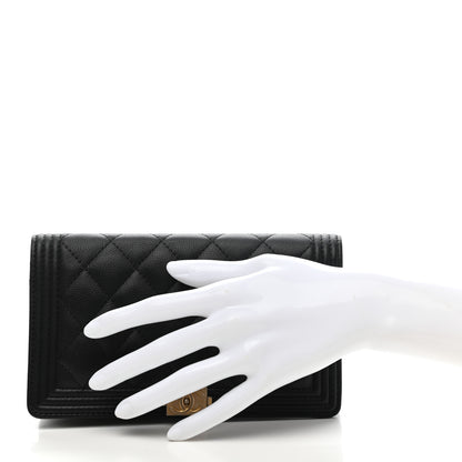 Chanel Caviar Quilted Boy Yen Wallet Black 2 of 9