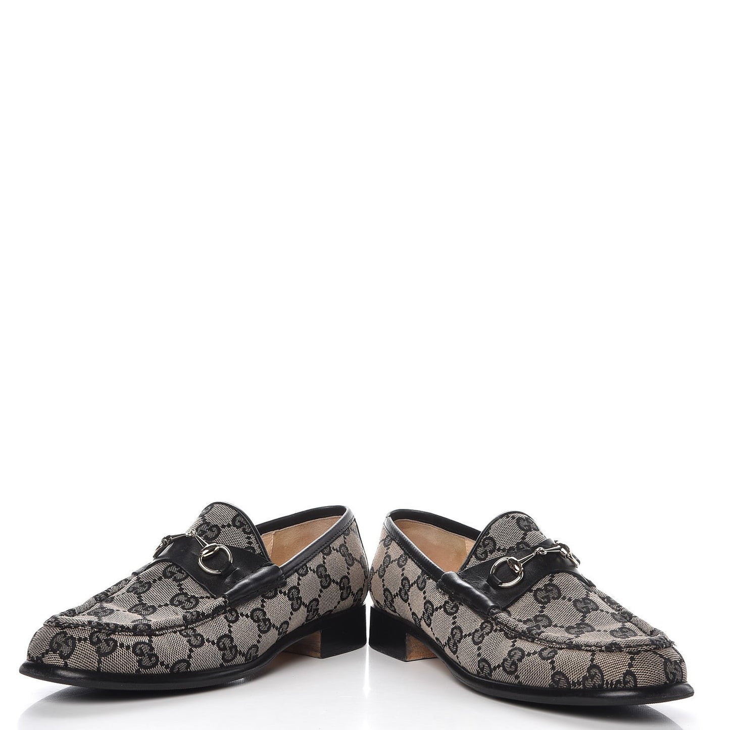 Monogram Calfskin Womens Horsebit Loafers 7 Black