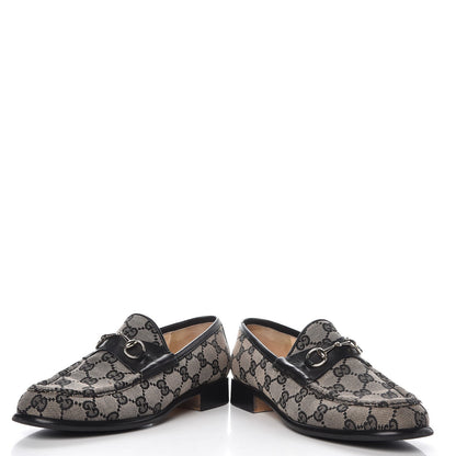 Gucci Monogram Calfskin Womens Horsebit Loafers 7 Black 6 of 11