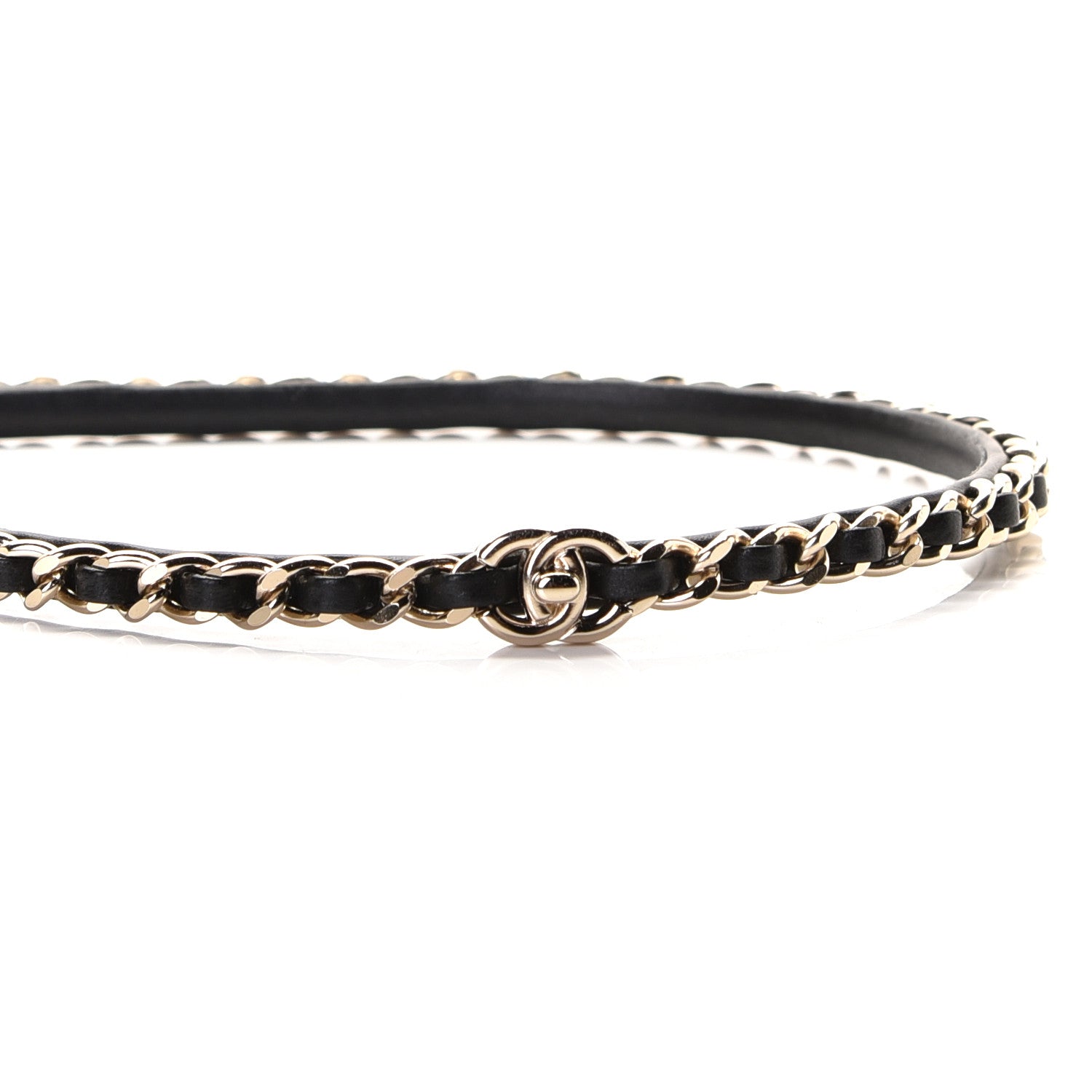 Chanel Metal Lambskin CC Turnlock Chain Headband Gold Black 2 of 3