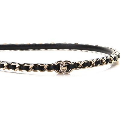 Chanel Metal Lambskin CC Turnlock Chain Headband Gold Black 2 of 3
