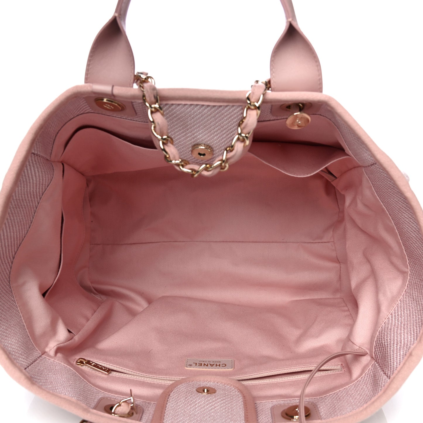 Mixed Fibers Calfskin Medium Deauville Tote Rose Pink