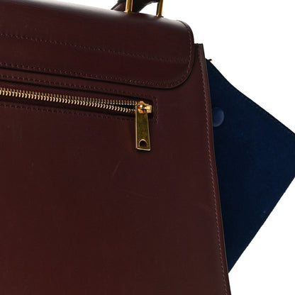 Celine Smooth Calfskin Suede Large Bi-Color Trapeze Burgundy 9 of 17