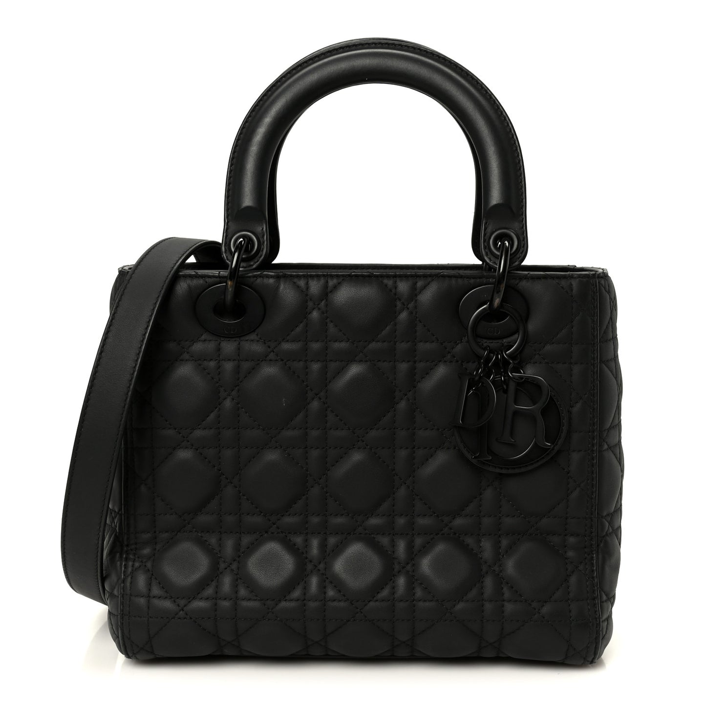 Ultra Matte Calfskin Cannage Medium Lady Dior Black