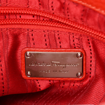 Salvatore Ferragamo Grained Calfskin Sofia Satchel Red 6 of 18