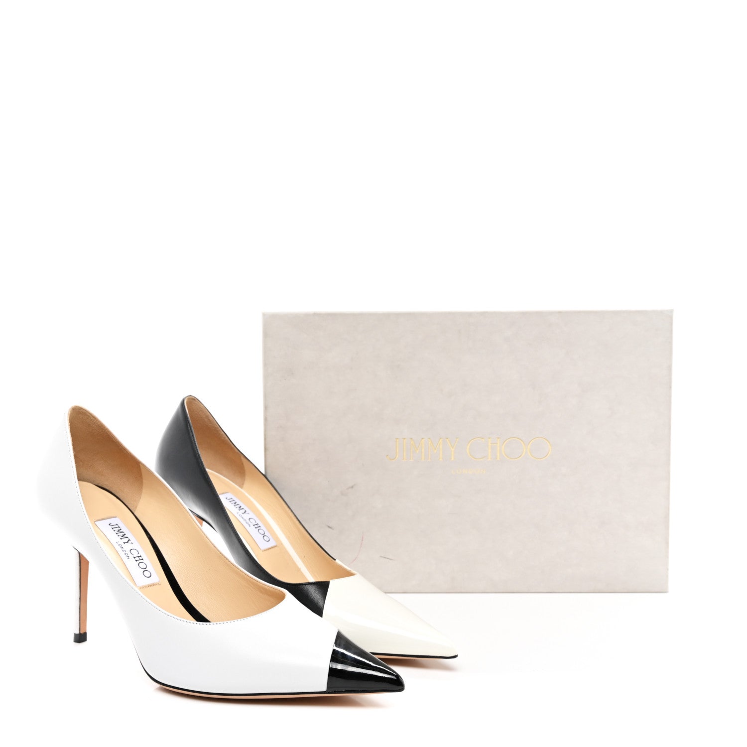 Jimmy Choo Nappa Patent Asymmetric Love 85 Pumps 40 Black White 8 of 8