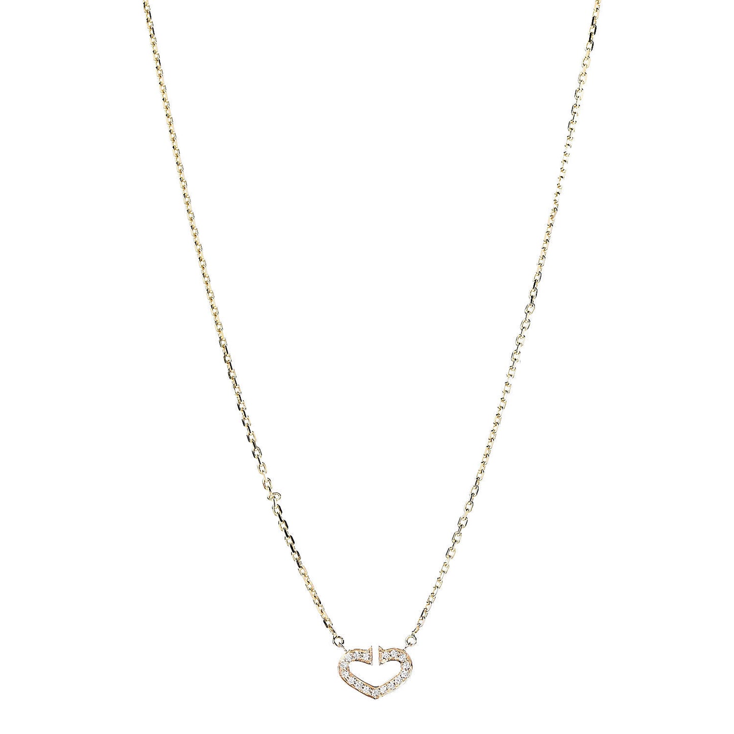 18K Yellow Gold Diamond Hearts And Symbols Pendant Necklace