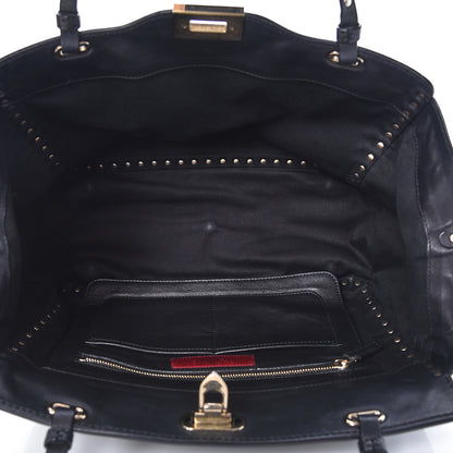 Valentino Garavani Vitello Medium Rockstud Tote Black 8 of 14