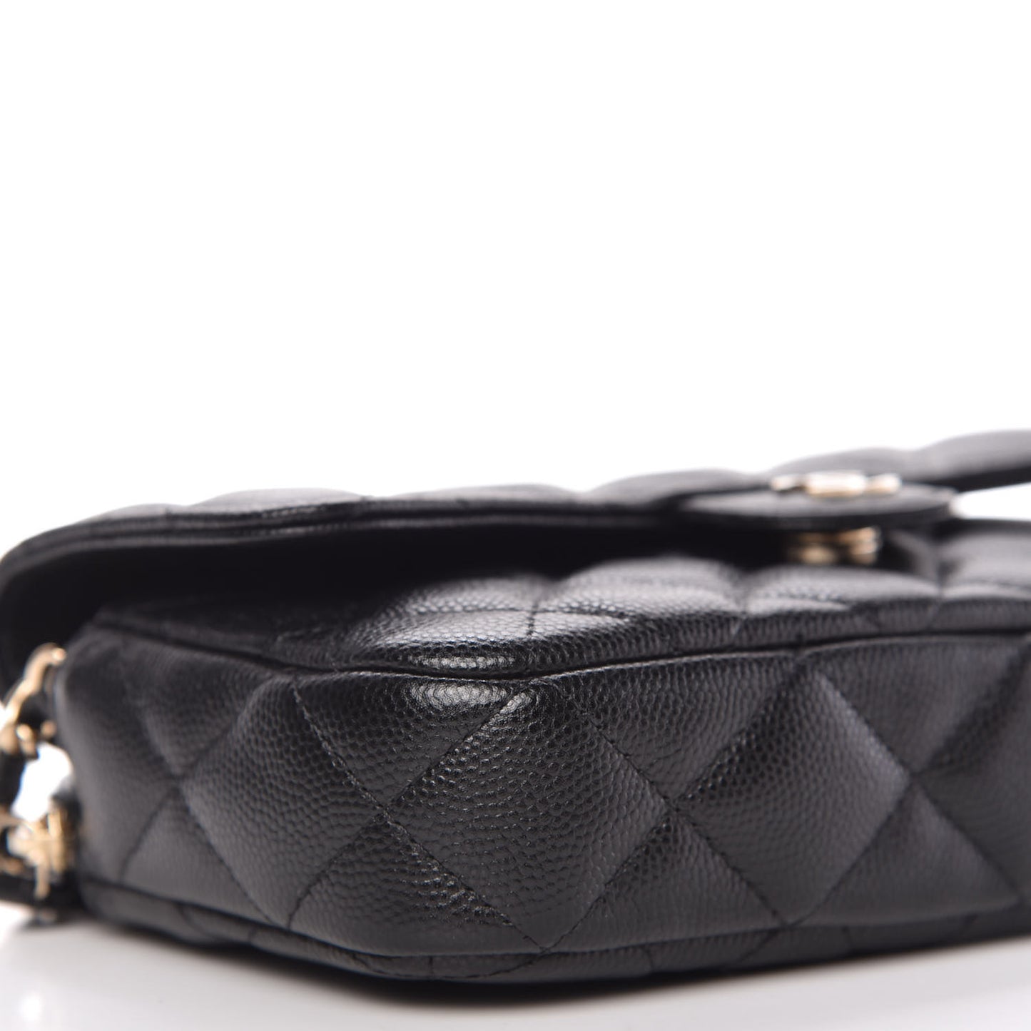 Caviar Quilted Flap Phone Holder With Chain Black
