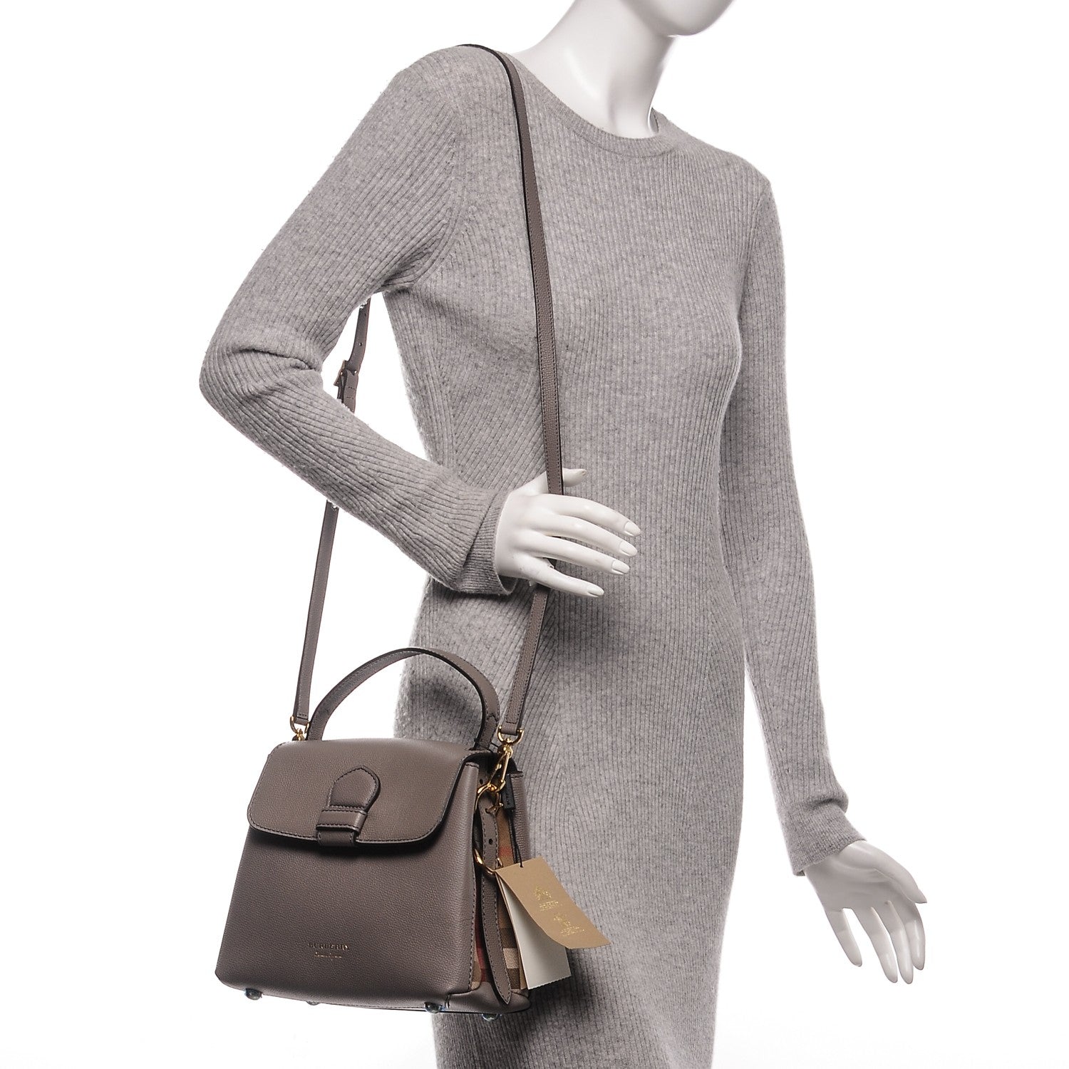 Burberry Derby Calfskin House Check Small Camberley Thistle Grey 2 of 7