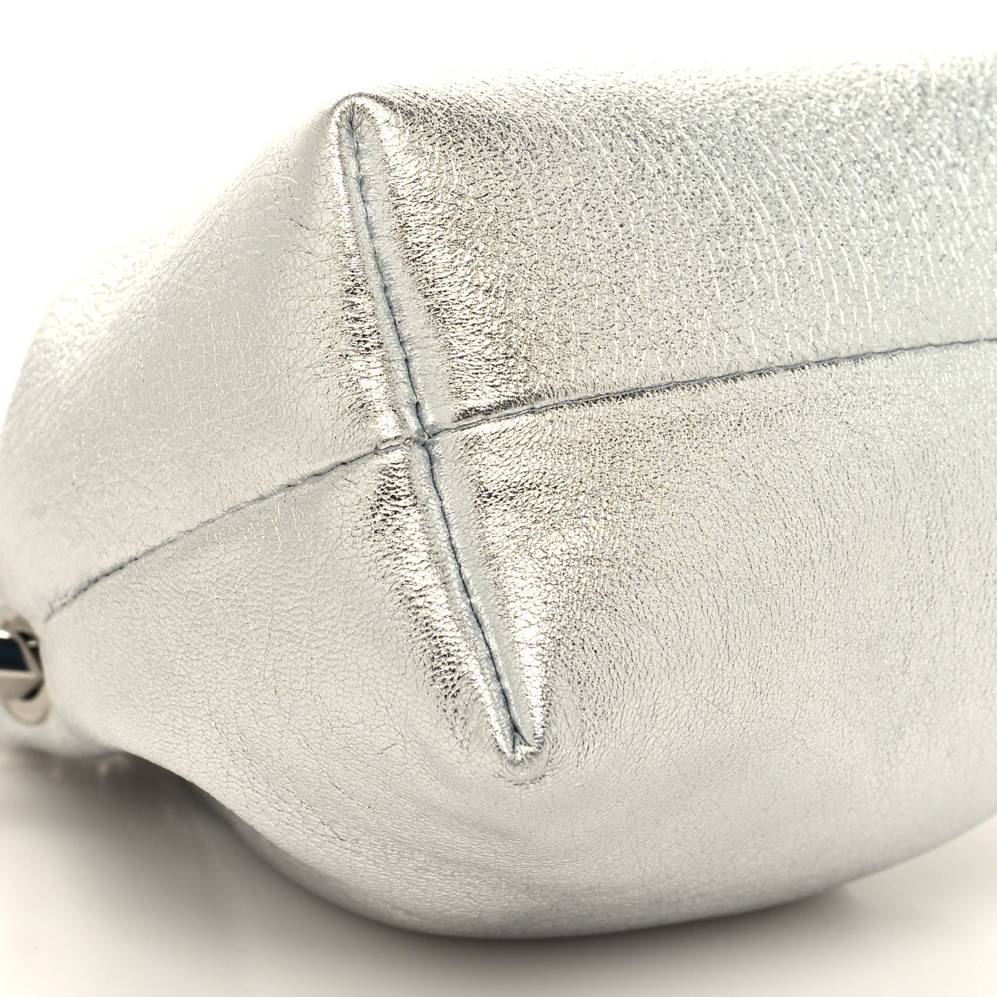 Metallic Nappa Micro Bon Bon Bag Silver