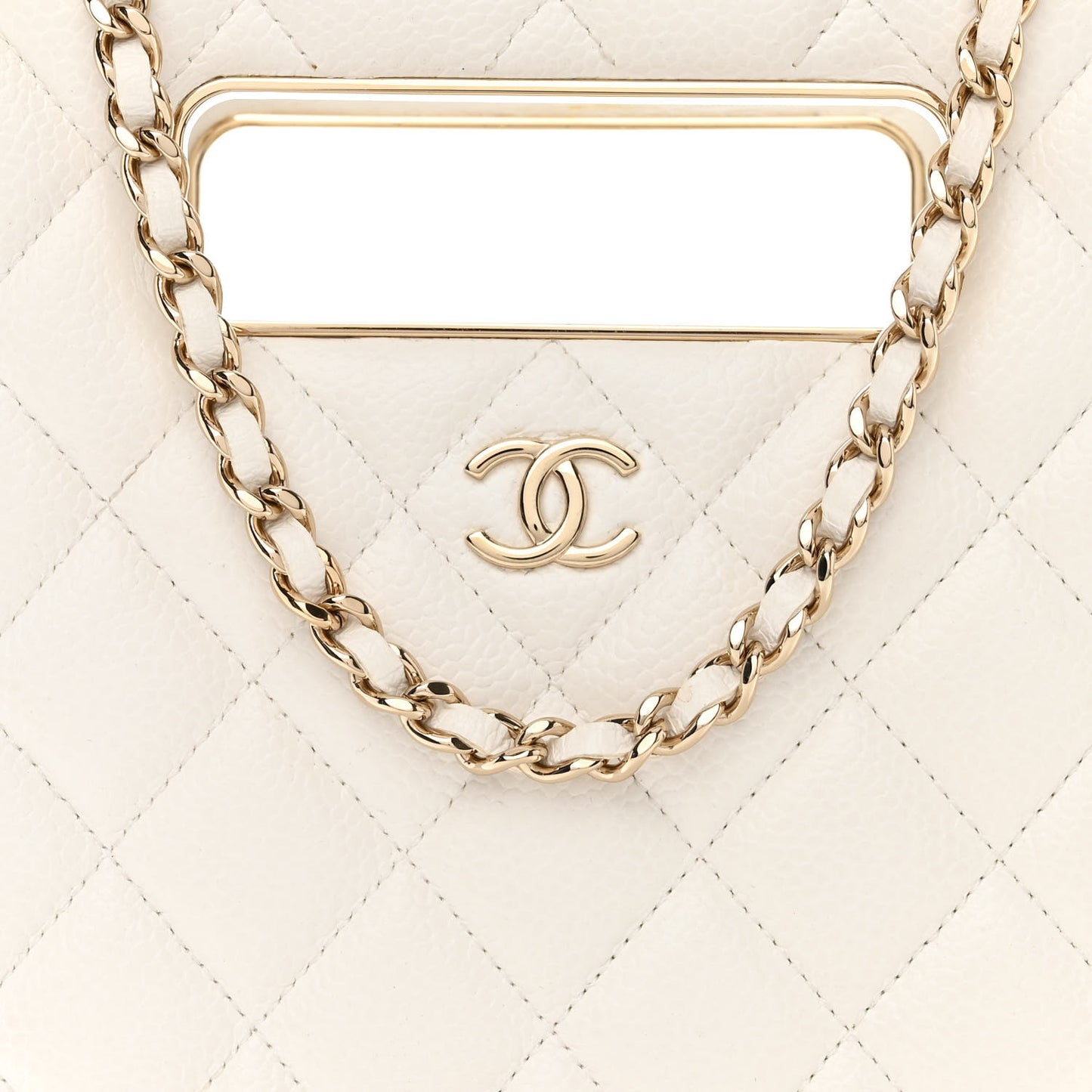 Caviar Quilted Evening Box Bag White