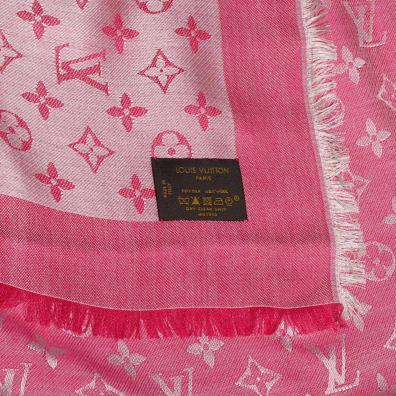 Louis Vuitton Silk Wool Monogram Denim Shawl Pivoine 6 of 6