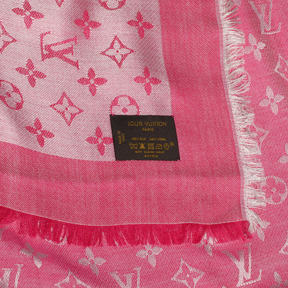 Louis Vuitton Silk Wool Monogram Denim Shawl Pivoine 6 of 6
