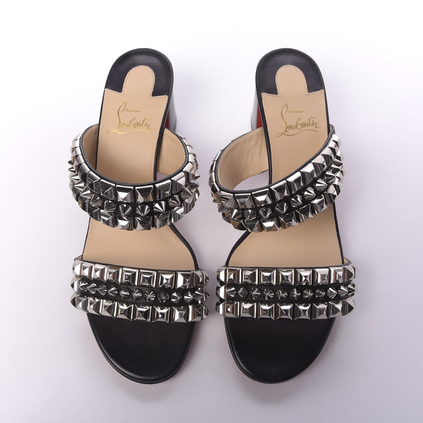 Calfskin Studded Tina Goes Mad 55 Slide Sandals 39 Black