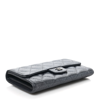 Chanel Iridescent Caviar Quilted Large Gusset Flap Wallet Black 4 of 7