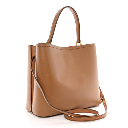 Prada Saffiano Cuir Medium Panier Bucket Bag Caramel Papaya 3 of 11