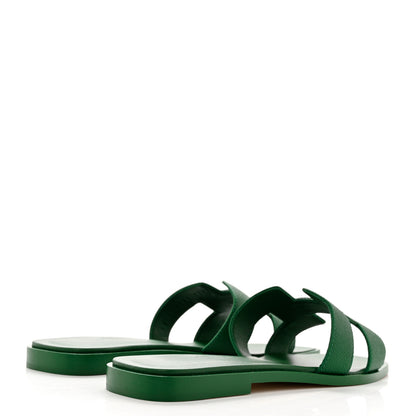 Hermes Epsom Oran Sandals 37 Vert Emeraude 4 of 9
