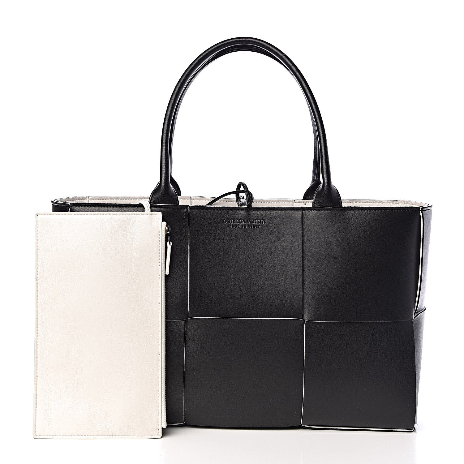 Bottega Veneta Nappa Maxi Intrecciato Medium Arco Tote Black White 3 of 10