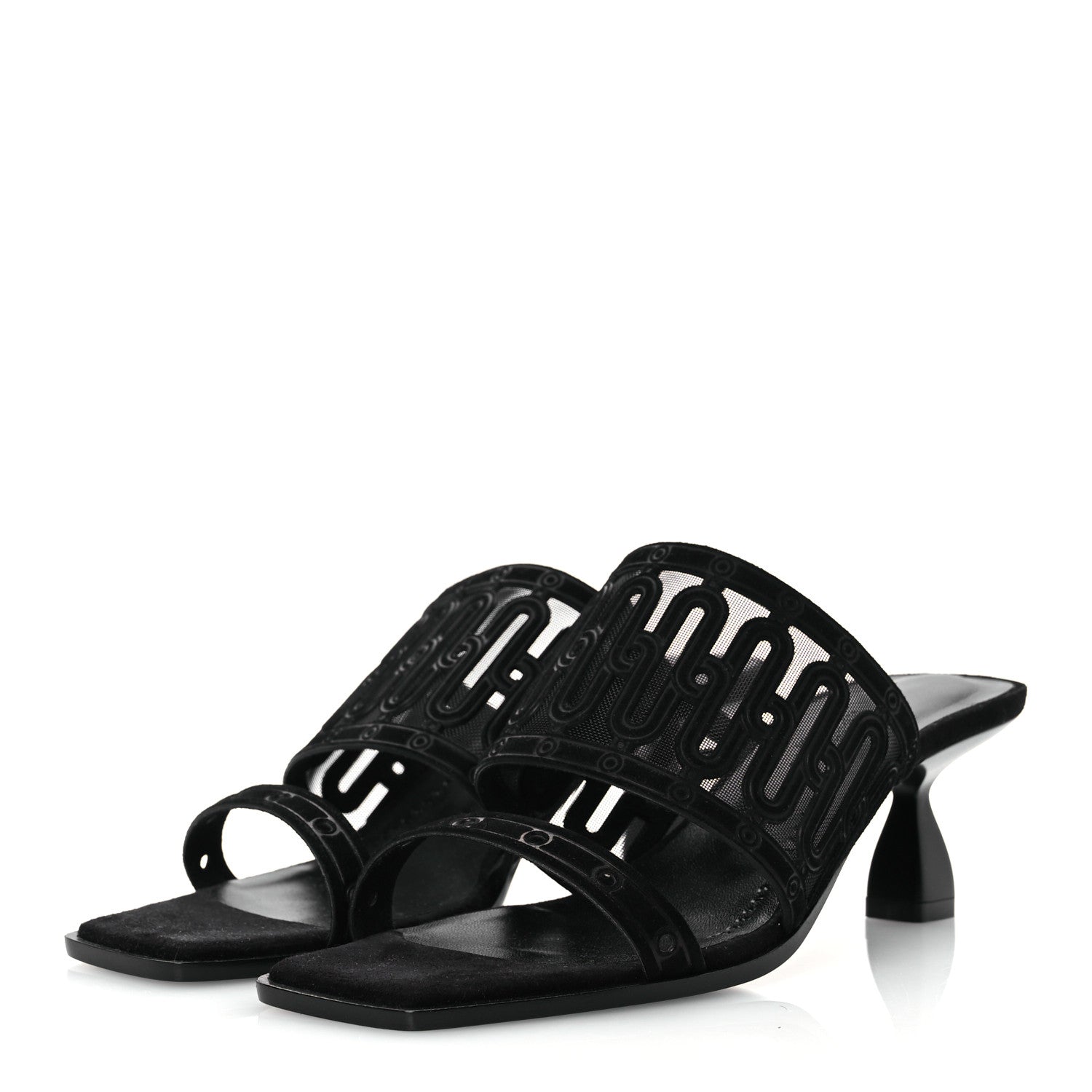 Hermes Suede Goatskin Mesh Joia 55 Mule Sandals 36 Black 4 of 11
